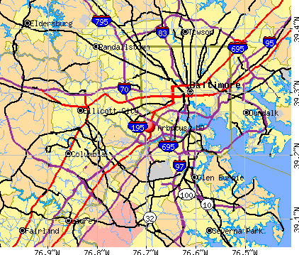 Arbutus, MD map