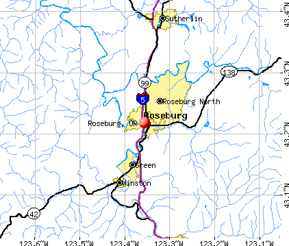 Roseburg, OR map