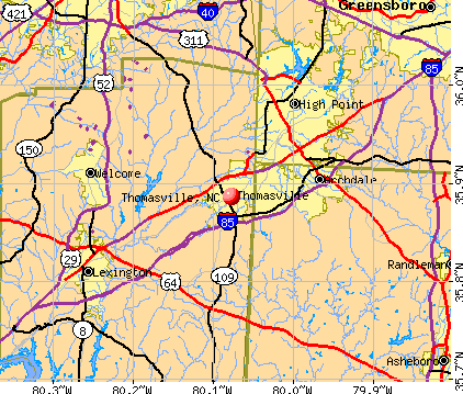 Thomasville, NC map