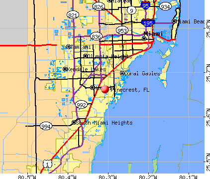 Pinecrest, FL map