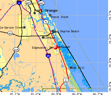 Edgewater, FL map