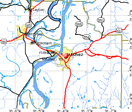 Natchez, MS map