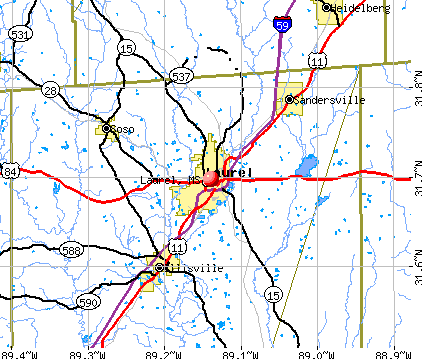 Laurel, MS map