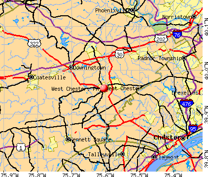 Map Of West Chester Pa West Chester, Pennsylvania (Pa 19380, 19383) Profile: Population, Maps,  Real Estate, Averages, Homes, Statistics, Relocation, Travel, Jobs,  Hospitals, Schools, Crime, Moving, Houses, News, Sex Offenders