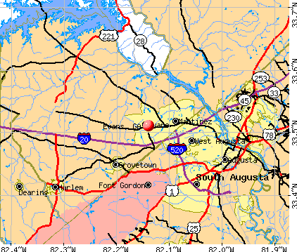 Evans, GA map