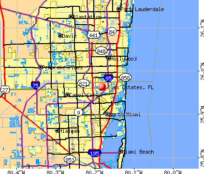 Ives Estates, FL map
