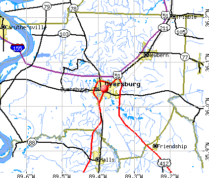 Dyersburg, TN map