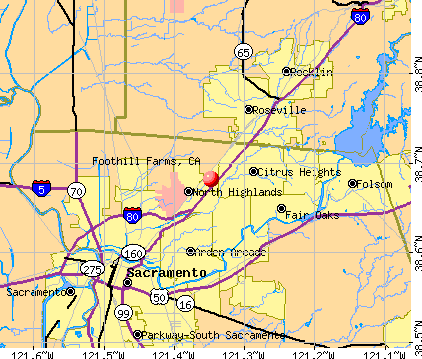 Foothill Farms, CA map