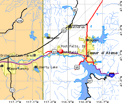 Post Falls, ID map