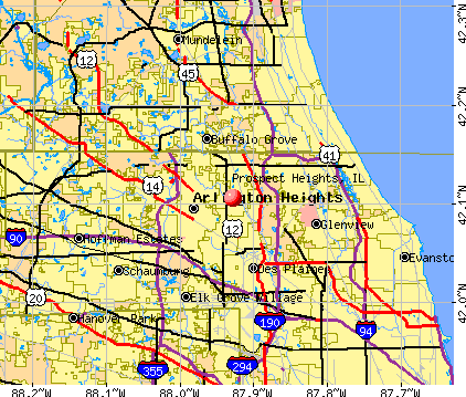 Prospect Heights, IL map