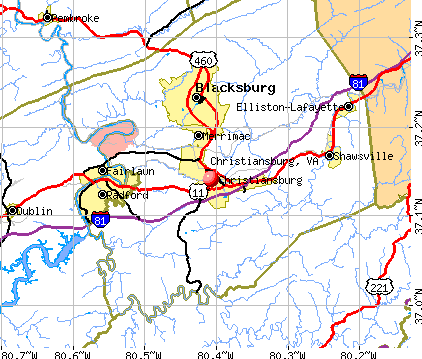 Christiansburg, VA map