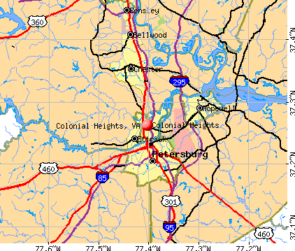 Colonial Heights Va Map Colonial Heights, Virginia (Va 23834) Profile: Population, Maps, Real  Estate, Averages, Homes, Statistics, Relocation, Travel, Jobs, Hospitals,  Schools, Crime, Moving, Houses, News, Sex Offenders