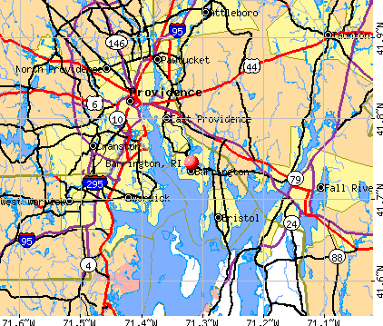 Map Of Rhode Island With Cities. Barrington, RI map