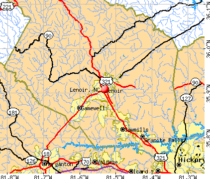 Lenoir, NC map