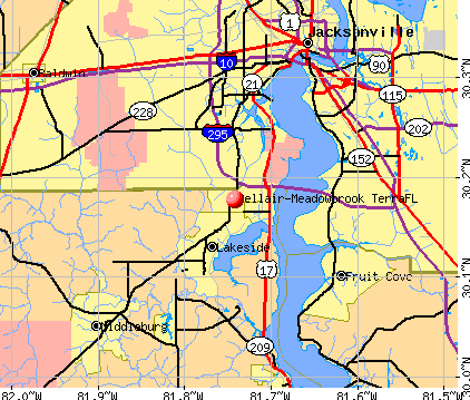 Bellair-Meadowbrook Terrace, FL map