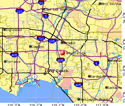 Artesia, CA map
