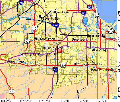 Country Club Hills, IL map