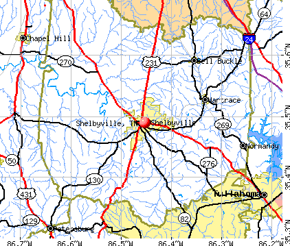 Shelbyville, TN map