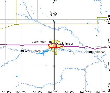 Dickinson, ND map