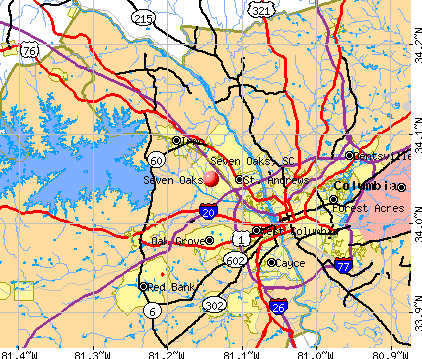 Seven Oaks, SC map