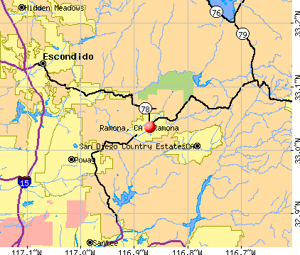 Ramona, CA map