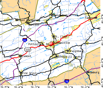 Pottsville, PA map