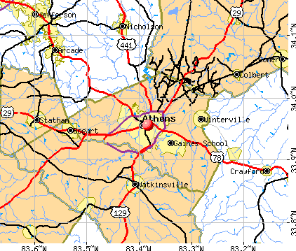 counties in ga. Athens-Clarke County, GA map