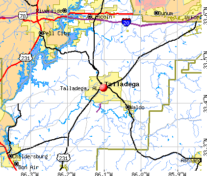 Talladega, AL map