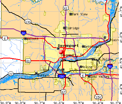 Davenport, IA map