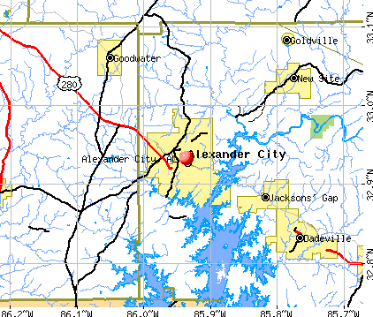 Alexander City, AL map