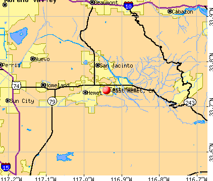 East Hemet, CA map