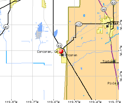 Corcoran, CA map