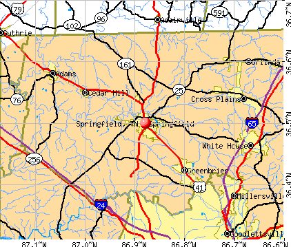 Springfield, TN map
