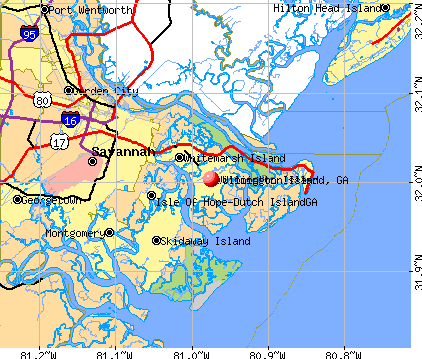 Wilmington Island, GA map
