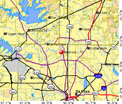 Addison, TX map