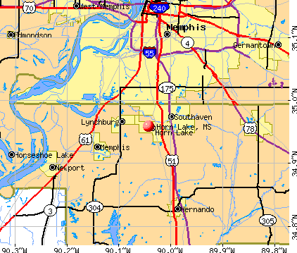Horn Lake, MS map