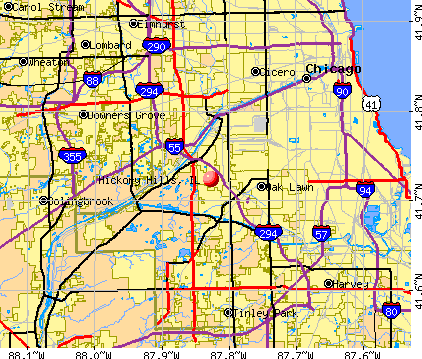 Hickory Hills, IL map
