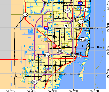 Miami Springs, FL map