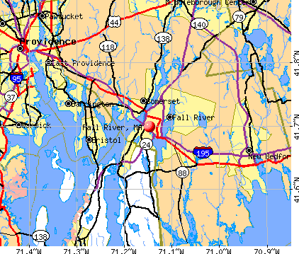 Fall River, MA map
