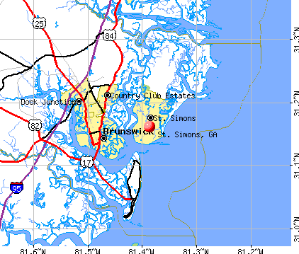 St. Simons, GA map