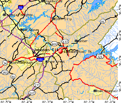 Elizabethton, TN map
