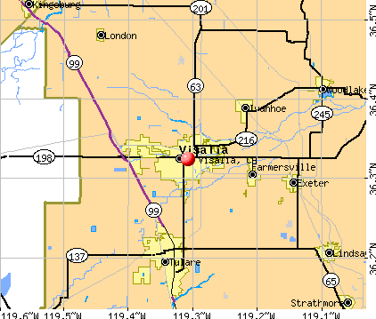 Visalia, CA map