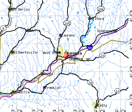 Oneonta, NY map