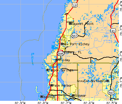 Elfers, FL map
