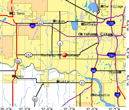 Mustang, OK map