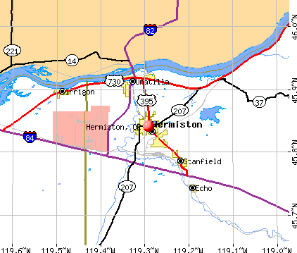 Hermiston, OR map