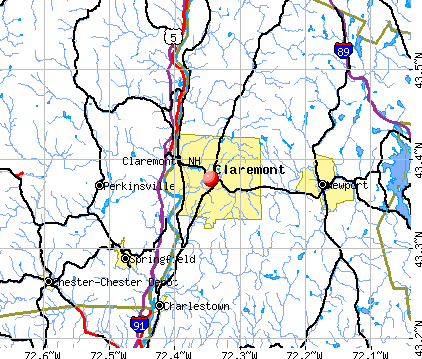 Claremont, NH map