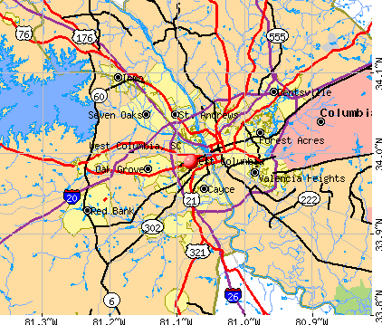 West Columbia, SC map
