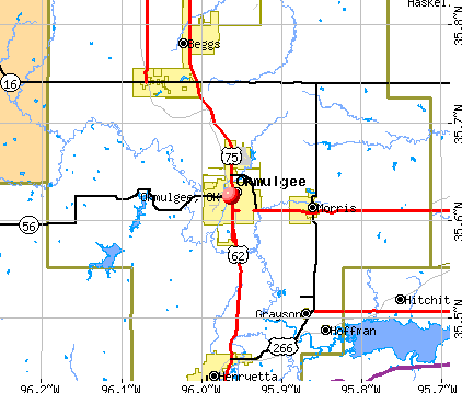 Okmulgee, OK map