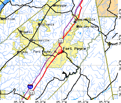 Fort Payne, AL map